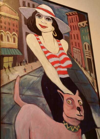 A portion of a painting in a local restaurant.